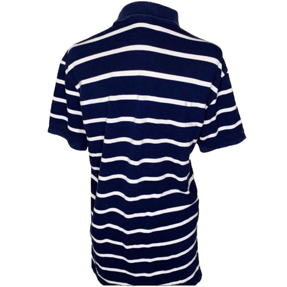 POLO RALPH LAUREN Navy and White Striped Cotton Polo Shirt Size Extra Large - Picture 2 of 8